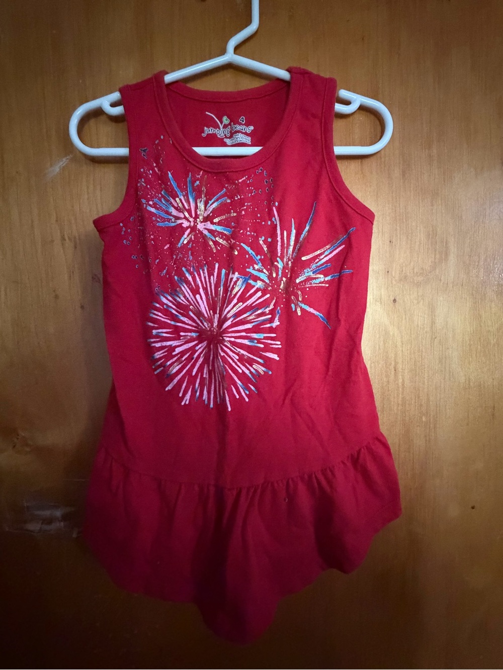 jumping beans Red Tank Top Dress with Firework Print